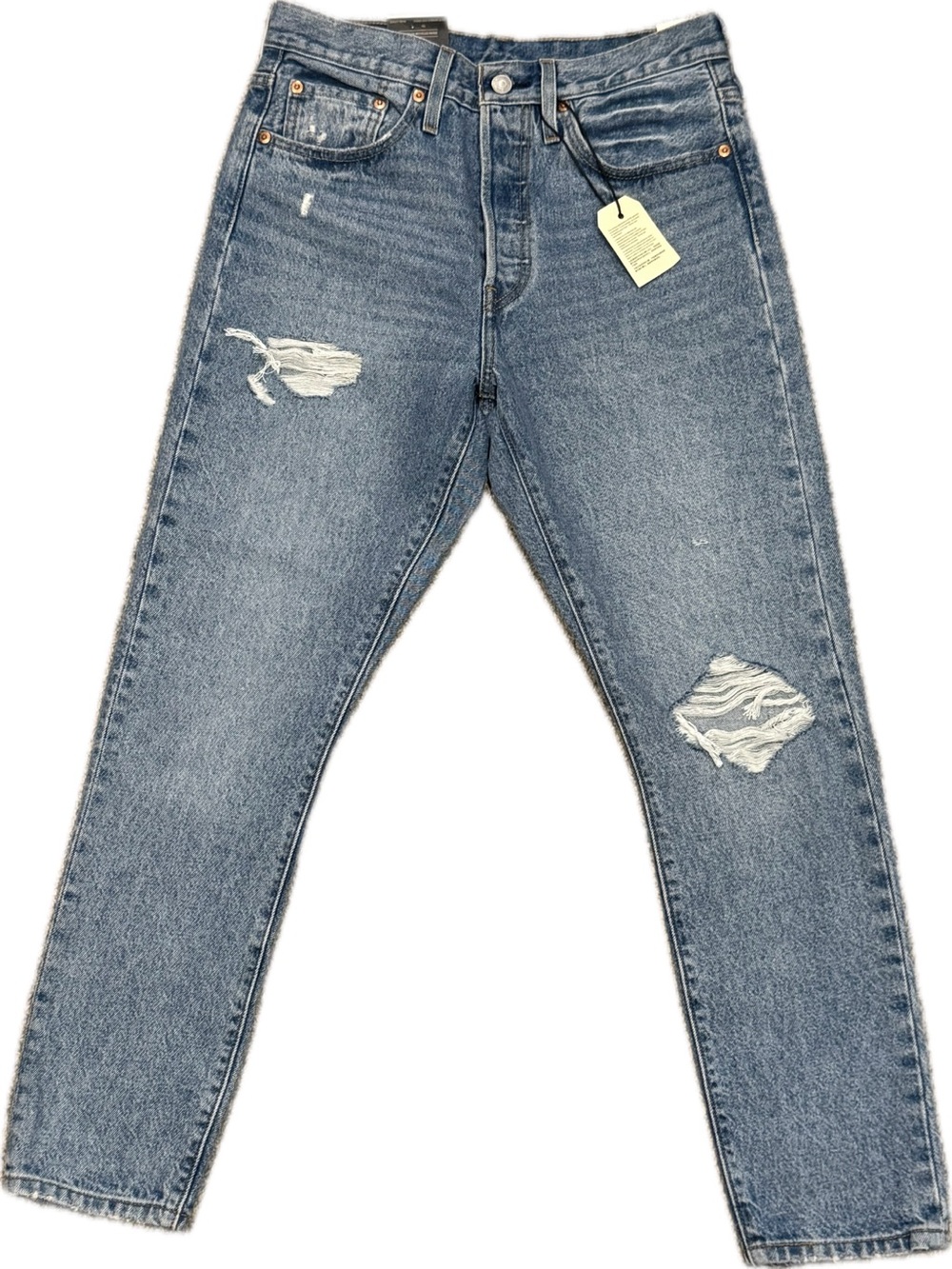 NWT Levi's 501S Women's Light Blue High Rise Straight Leg Distressed Jeans